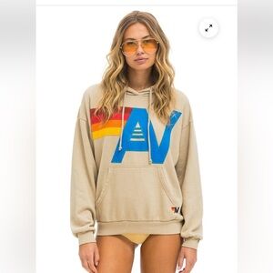 Aviator Nation tan logo hoodie. sz med